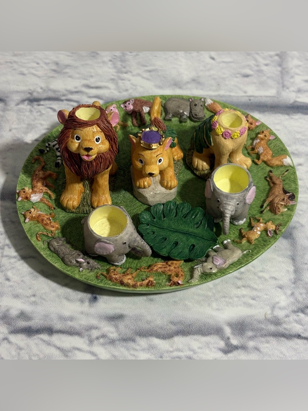 Vintage 1994 Ranger International Corp jungle themed mini teapot set